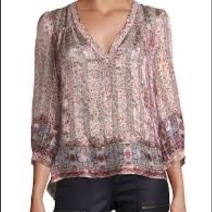JOIE Frazier Floral Printed Silk Jacquard Top In Blossom Size Small